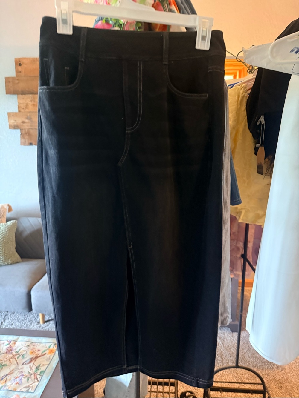 Black woman’s Denim Skirt-Style Jeans
